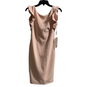 Calvin Klein Light Pink Flutter Sleeve Midi Dress